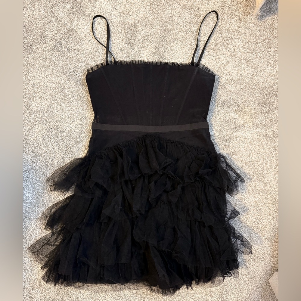 Betsy & Adam Black Tulle Corset Dress